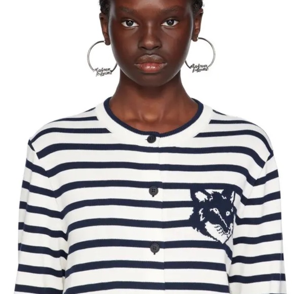 Maison Kitsuné Signature Handwriting Hoops Earrings Silver - Picture 6 of 6